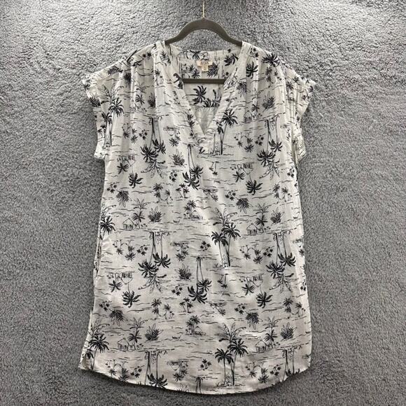 a.n.a‎ Women's Large Cover Up Sundress V-Neck Short Sleeves Tropical Pattern - Picture 1 of 9